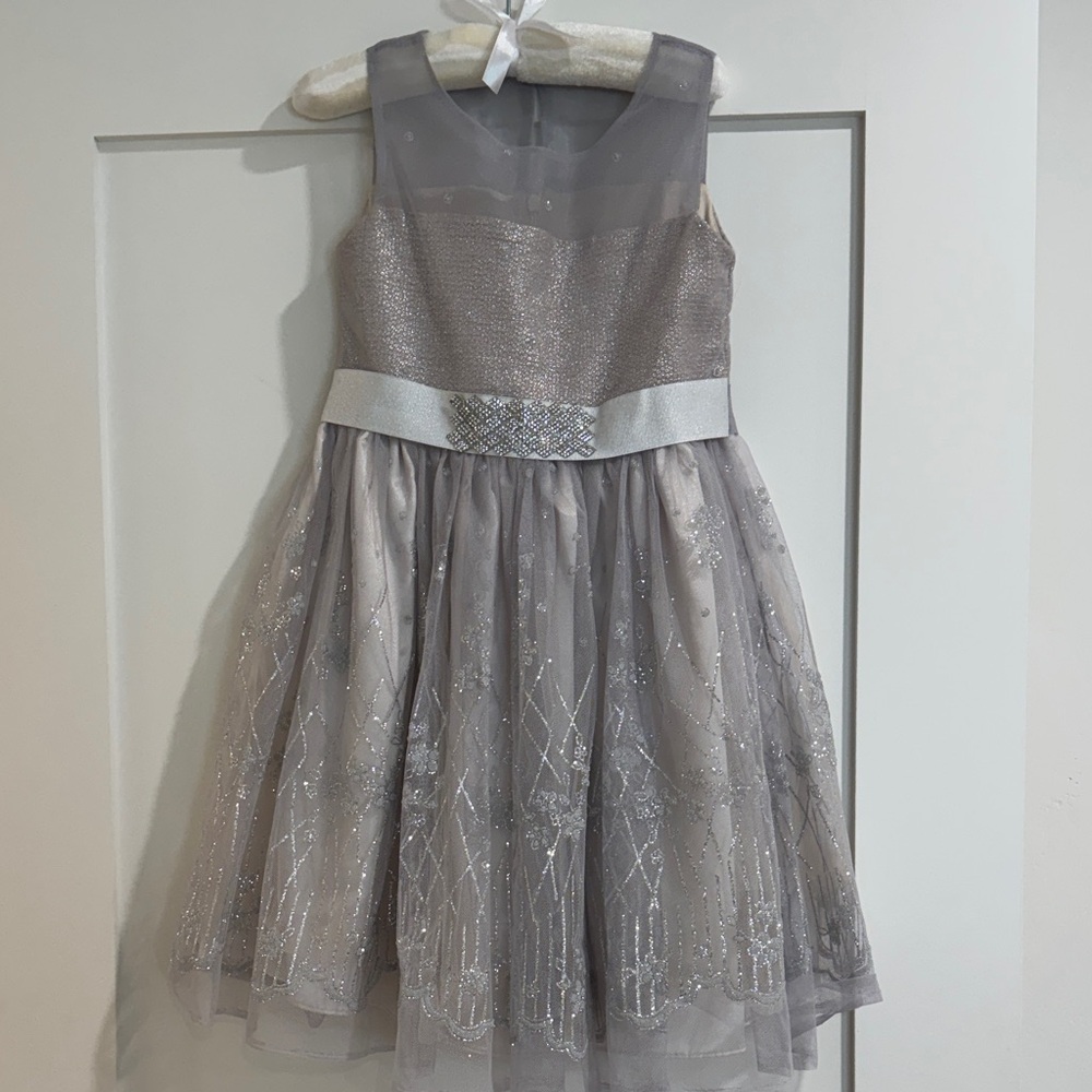 iris & ivy Silver Sparkle Tulle Party Dress